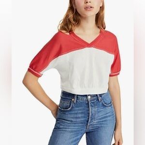 Free People We The Free Field Goal Colorblock Cut-Out Crop Top XS